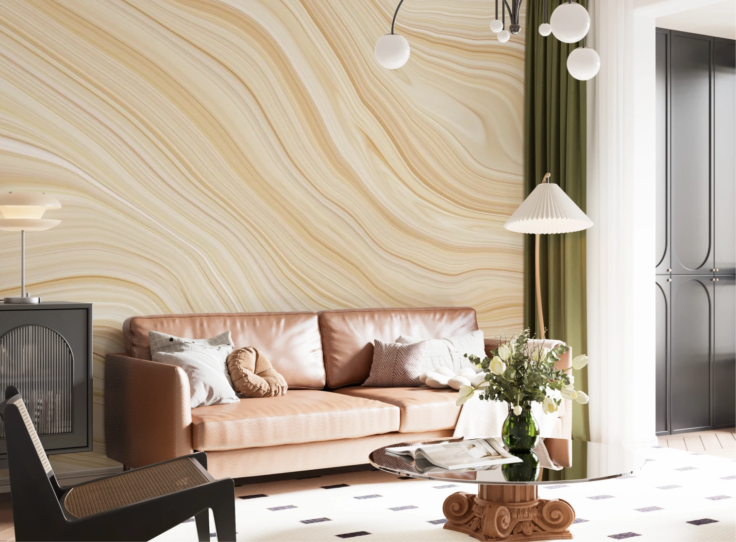 Abstract brown beige mural wallpaper